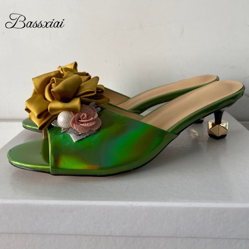 Kitten Heel Women - Crystal Decor Handgemaakte Bloem Sandalen Vrouwen