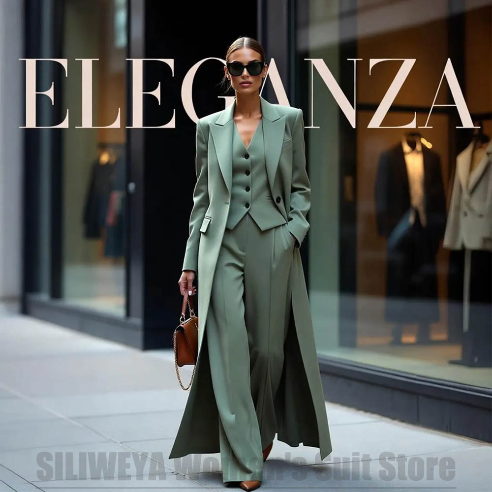 Women Formal Wear For Party - Chique damespak driedelig met piek revers,
