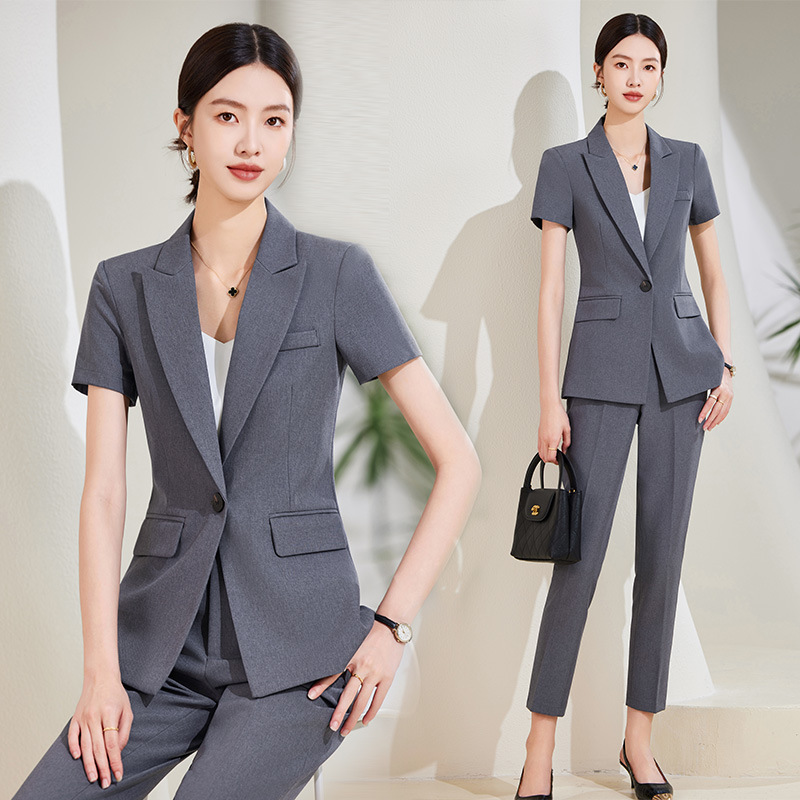 Women Formal Wear Store - Marineblauwe pakset met korte mouwen voor