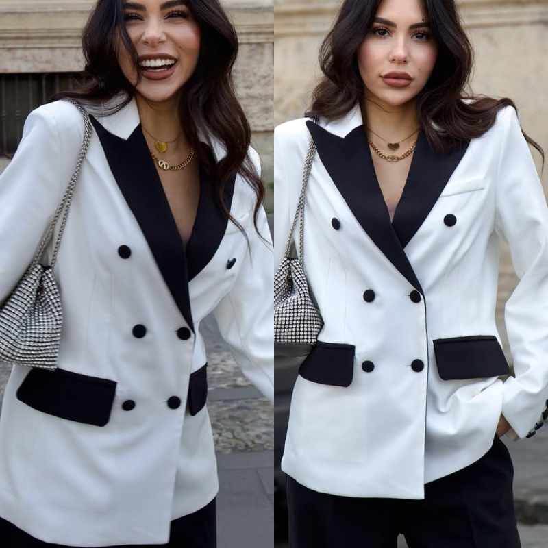Women Formal Wear For Party - Moderne damespakken 2-delig blazerbroek dubbelgeknoopt kantoor