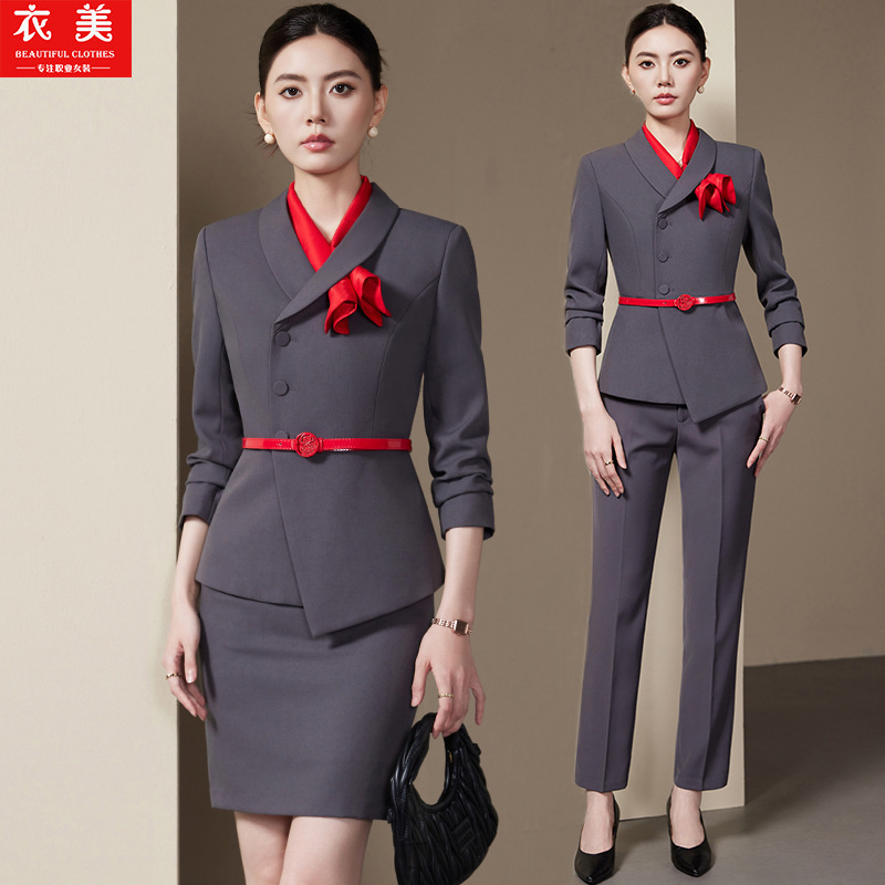 Women Formal Wear Store - Grijs Damespak Set2025Nieuwe mode Professionele kleding