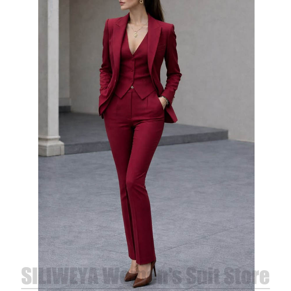 Women Formal Wear For Party - Dames 3-delige pakset Blazer Vest Broek