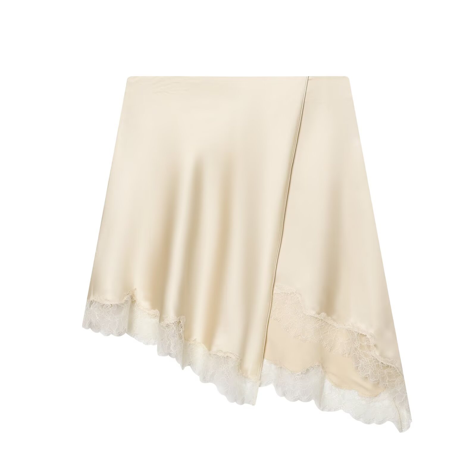Yellow Formal Wear Women - Elegante satijnen rok met kantzoom voor