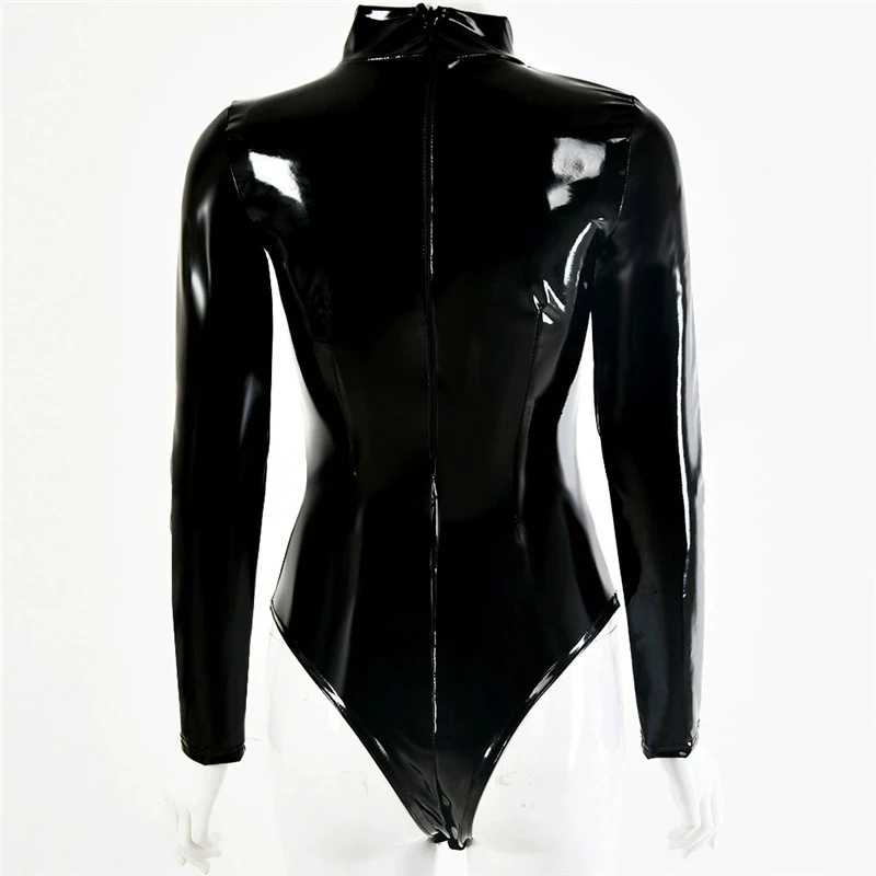 Womens Faux Latex PVC Spiegelp - Turtleneck Bodysuit Office recensie en prijs