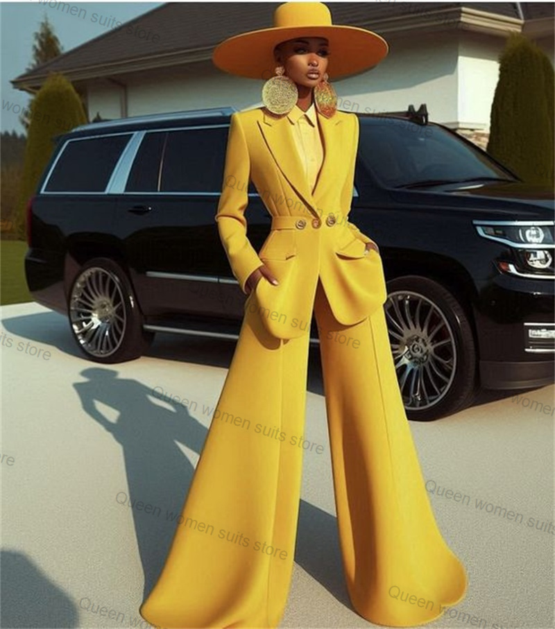 Geel katoenen damespakset 2-de - Yellow Formal Wear Women recensie en prijs